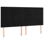 vidaXL Tăblie de pat cu LED, negru, 200x5x118/128 cm, catifea
