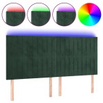 vidaXL Tăblie de pat cu LED, verde închis, 200x5x118/128 cm, catifea vidaXL Tăblie de pat cu LED, verde închis, 200x5x118/128 cm, catifea