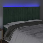 vidaXL Tăblie de pat cu LED, verde închis, 200x5x118/128 cm, catifea vidaXL Tăblie de pat cu LED, verde închis, 200x5x118/128 cm, catifea