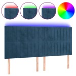 vidaXL Tăblie de pat cu LED, albastru închis, 200x5x118/128cm catifea