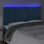 vidaXL Tăblie de pat cu LED, albastru închis, 200x5x118/128cm catifea