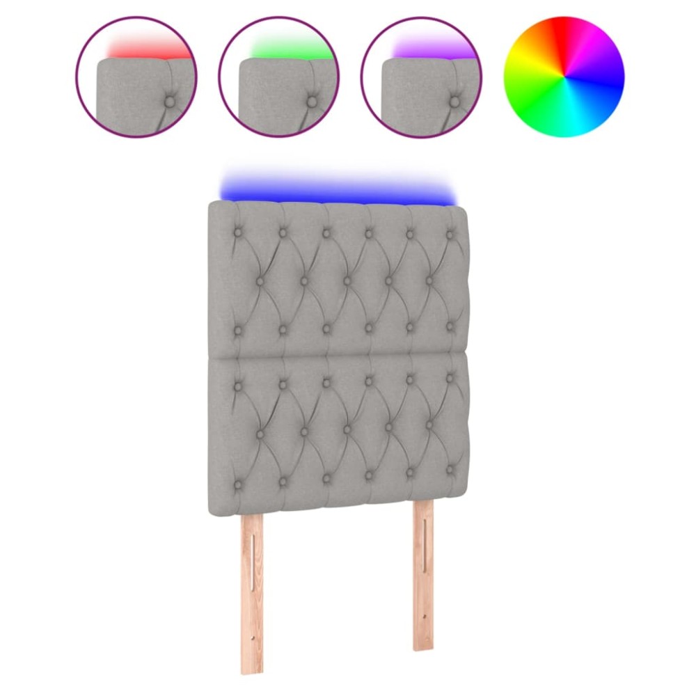 vidaXL Tăblie de pat cu LED, Gri deschis, 80x7x118/128 cm, textil