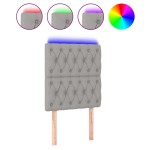 vidaXL Tăblie de pat cu LED, Gri deschis, 80x7x118/128 cm, textil vidaXL Tăblie de pat cu LED, Gri deschis, 80x7x118/128 cm, textil
