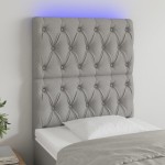 vidaXL Tăblie de pat cu LED, Gri deschis, 80x7x118/128 cm, textil vidaXL Tăblie de pat cu LED, Gri deschis, 80x7x118/128 cm, textil