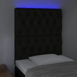 vidaXL Tăblie de pat cu LED, negru, 80x7x118/128 cm, textil vidaXL Tăblie de pat cu LED, negru, 80x7x118/128 cm, textil