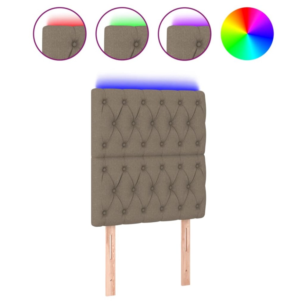 vidaXL Tăblie de pat cu LED, gri taupe, 80x7x118/128 cm, textil