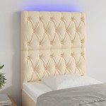vidaXL Tăblie de pat cu LED, crem, 80x7x118/128 cm, textil vidaXL Tăblie de pat cu LED, crem, 80x7x118/128 cm, textil