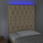 vidaXL Tăblie de pat cu LED, crem, 80x7x118/128 cm, textil vidaXL Tăblie de pat cu LED, crem, 80x7x118/128 cm, textil
