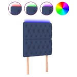 vidaXL Tăblie de pat cu LED, albastru, 80x7x118/128 cm, textil