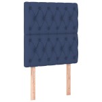 vidaXL Tăblie de pat cu LED, albastru, 80x7x118/128 cm, textil