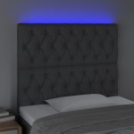 vidaXL Tăblie de pat cu LED, gri închis, 90x7x118/128 cm, textil