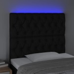 vidaXL Tăblie de pat cu LED, negru, 90x7x118/128 cm, textil vidaXL Tăblie de pat cu LED, negru, 90x7x118/128 cm, textil