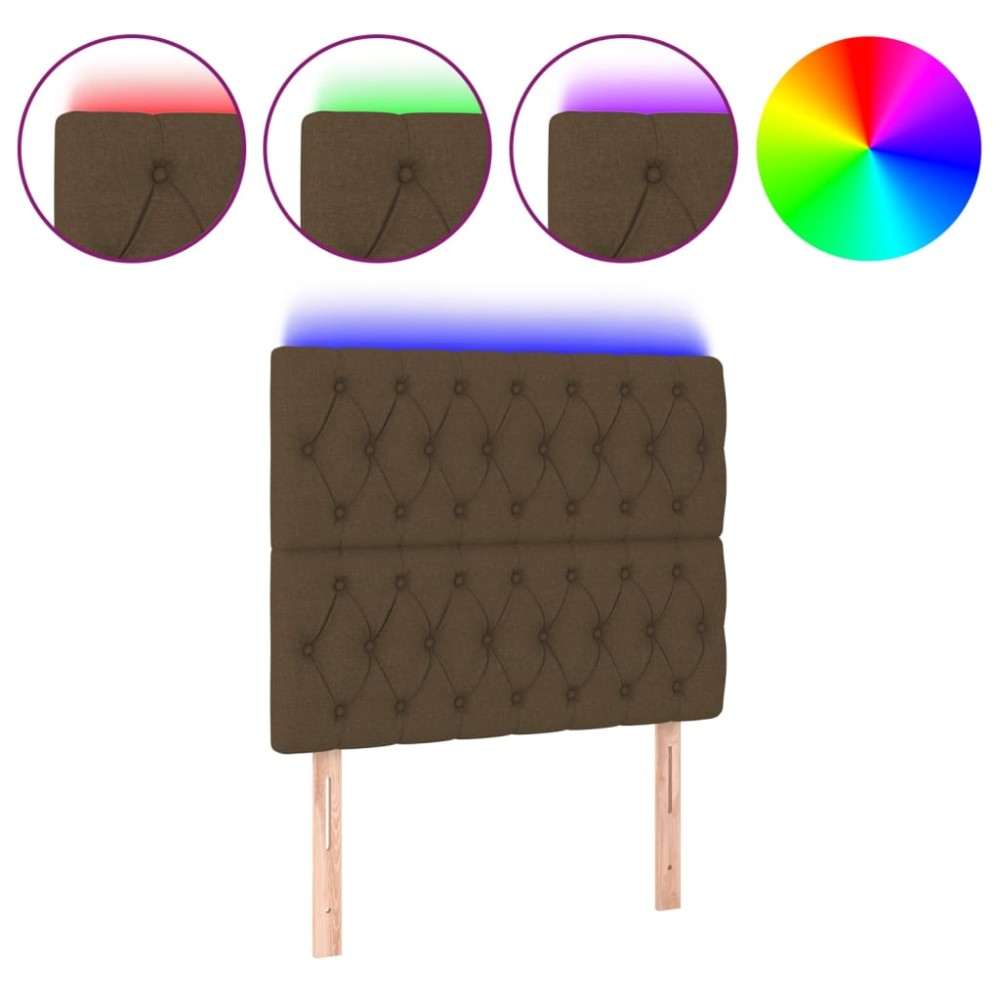 vidaXL Tăblie de pat cu LED, maro închis, 90x7x118/128 cm, textil