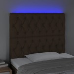 vidaXL Tăblie de pat cu LED, maro închis, 90x7x118/128 cm, textil vidaXL Tăblie de pat cu LED, maro închis, 90x7x118/128 cm, textil