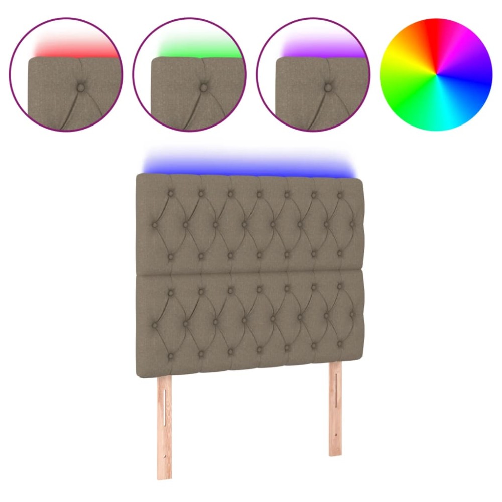 vidaXL Tăblie de pat cu LED, gri taupe, 90x7x118/128 cm, textil