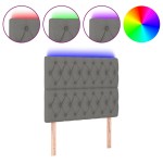 vidaXL Tăblie de pat cu LED, gri închis, 100x7x118/128 cm, textil vidaXL Tăblie de pat cu LED, gri închis, 100x7x118/128 cm, textil