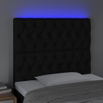 vidaXL Tăblie de pat cu LED, negru, 100x7x118/128 cm, textil vidaXL Tăblie de pat cu LED, negru, 100x7x118/128 cm, textil