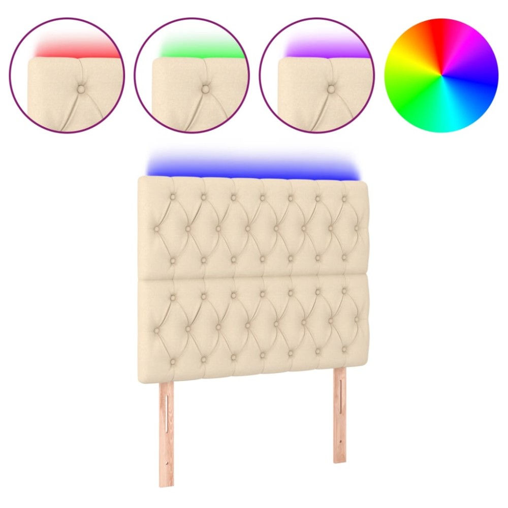 vidaXL Tăblie de pat cu LED, crem, 100x7x118/128 cm, textil