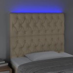 vidaXL Tăblie de pat cu LED, crem, 100x7x118/128 cm, textil