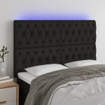 vidaXL Tăblie de pat cu LED, negru, 144x5x118/128 cm, textil vidaXL Tăblie de pat cu LED, negru, 144x5x118/128 cm, textil