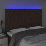 vidaXL Tăblie de pat cu LED, maro închis, 144x7x118/128 cm, textil vidaXL Tăblie de pat cu LED, maro închis, 144x7x118/128 cm, textil