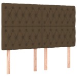 vidaXL Tăblie de pat cu LED, maro închis, 144x7x118/128 cm, textil vidaXL Tăblie de pat cu LED, maro închis, 144x7x118/128 cm, textil