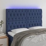 vidaXL Tăblie de pat cu LED, albastru, 144x7x118/128 cm, textil vidaXL Tăblie de pat cu LED, albastru, 144x7x118/128 cm, textil