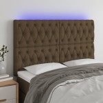 vidaXL Tăblie de pat cu LED, maro închis, 160x7x118/128 cm, textil vidaXL Tăblie de pat cu LED, maro închis, 160x7x118/128 cm, textil