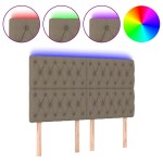 vidaXL Tăblie de pat cu LED, gri taupe, 160x7x118/128 cm, textil