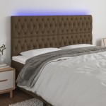 vidaXL Tăblie de pat cu LED, maro închis, 180x7x118/128 cm, textil vidaXL Tăblie de pat cu LED, maro închis, 180x7x118/128 cm, textil