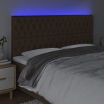 vidaXL Tăblie de pat cu LED, maro închis, 200x7x118/128 cm, textil vidaXL Tăblie de pat cu LED, maro închis, 200x7x118/128 cm, textil