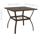 vidaXL Masă de grădină, maro,81,5x81,5x72 cm, oțel vidaXL Masă de grădină, maro,81,5x81,5x72 cm, oțel
