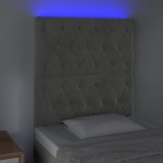 vidaXL Tăblie de pat cu LED, gri deschis, 80x7x118/128 cm, catifea vidaXL Tăblie de pat cu LED, gri deschis, 80x7x118/128 cm, catifea