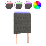 vidaXL Tăblie de pat cu LED, gri închis, 80x7x118/128 cm, catifea