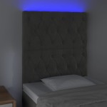 vidaXL Tăblie de pat cu LED, gri închis, 80x7x118/128 cm, catifea