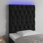vidaXL Tăblie de pat cu LED, negru, 80x7x118/128 cm, catifea vidaXL Tăblie de pat cu LED, negru, 80x7x118/128 cm, catifea