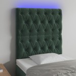 vidaXL Tăblie de pat cu LED, verde închis, 80x7x118/128 cm, catifea vidaXL Tăblie de pat cu LED, verde închis, 80x7x118/128 cm, catifea