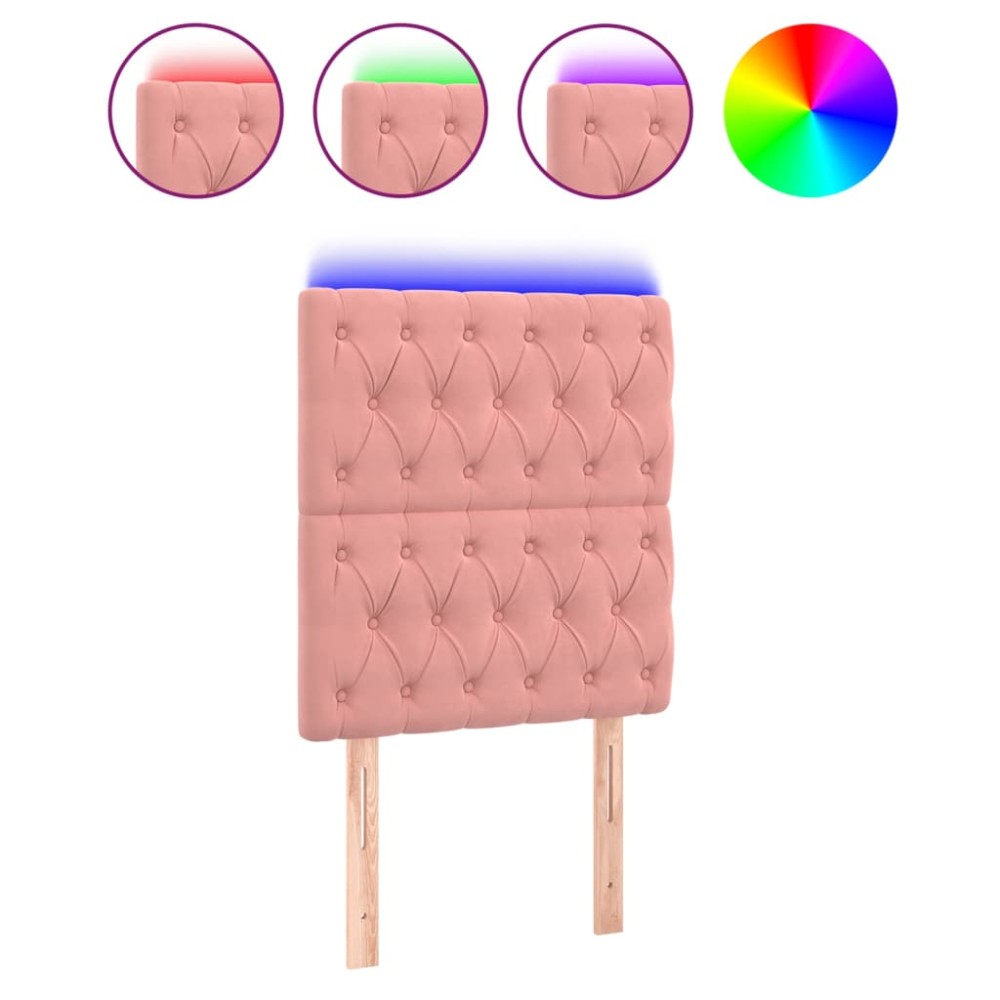 vidaXL Tăblie de pat cu LED, roz, 80x7x118/128 cm, catifea