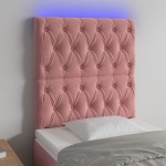vidaXL Tăblie de pat cu LED, roz, 80x7x118/128 cm, catifea vidaXL Tăblie de pat cu LED, roz, 80x7x118/128 cm, catifea