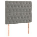 vidaXL Tăblie de pat cu LED, gri deschis, 90x7x118/128 cm, catifea vidaXL Tăblie de pat cu LED, gri deschis, 90x7x118/128 cm, catifea