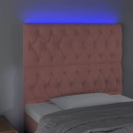vidaXL Tăblie de pat cu LED, roz, 90x7x118/128 cm, catifea