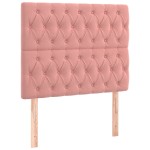 vidaXL Tăblie de pat cu LED, roz, 90x7x118/128 cm, catifea