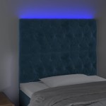 vidaXL Tăblie de pat cu LED, albastru închis, 100x7x118/128cm, catifea