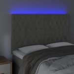 vidaXL Tăblie de pat cu LED, gri deschis, 144x7x118/128 cm, catifea