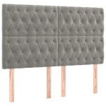 vidaXL Tăblie de pat cu LED, gri deschis, 144x7x118/128 cm, catifea
