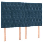 vidaXL Tăblie de pat cu LED, albastru închis, 144x7x118/128cm, catifea