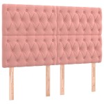 vidaXL Tăblie de pat cu LED, roz, 144x7x118/128 cm, catifea