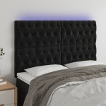 vidaXL Tăblie de pat cu LED, negru, 160x7x118/128 cm, catifea vidaXL Tăblie de pat cu LED, negru, 160x7x118/128 cm, catifea