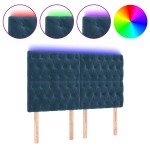 vidaXL Tăblie de pat cu LED, albastru închis, 160x7x118/128cm, catifea