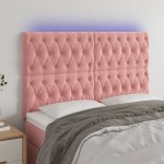 vidaXL Tăblie de pat cu LED, roz, 160x7x118/128 cm, catifea vidaXL Tăblie de pat cu LED, roz, 160x7x118/128 cm, catifea